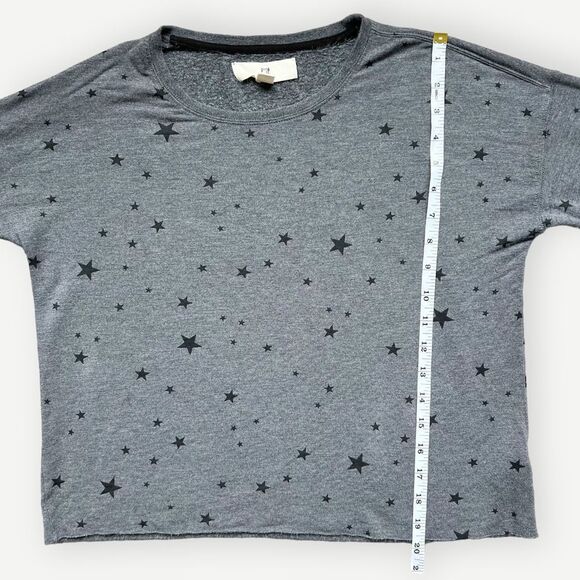 Thread & Supply Aliza Dark Gray Star Print Relaxed Fit Pullover Sweatshirt. XS. - Picture 6 of 8